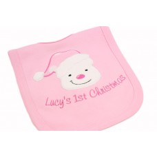 Personalised Baby Girl 1st Christmas Bib Bear Applique